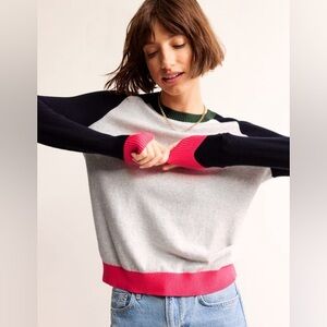 Boden Saddle Sleeve Sweater in Grey Melange Colourblock